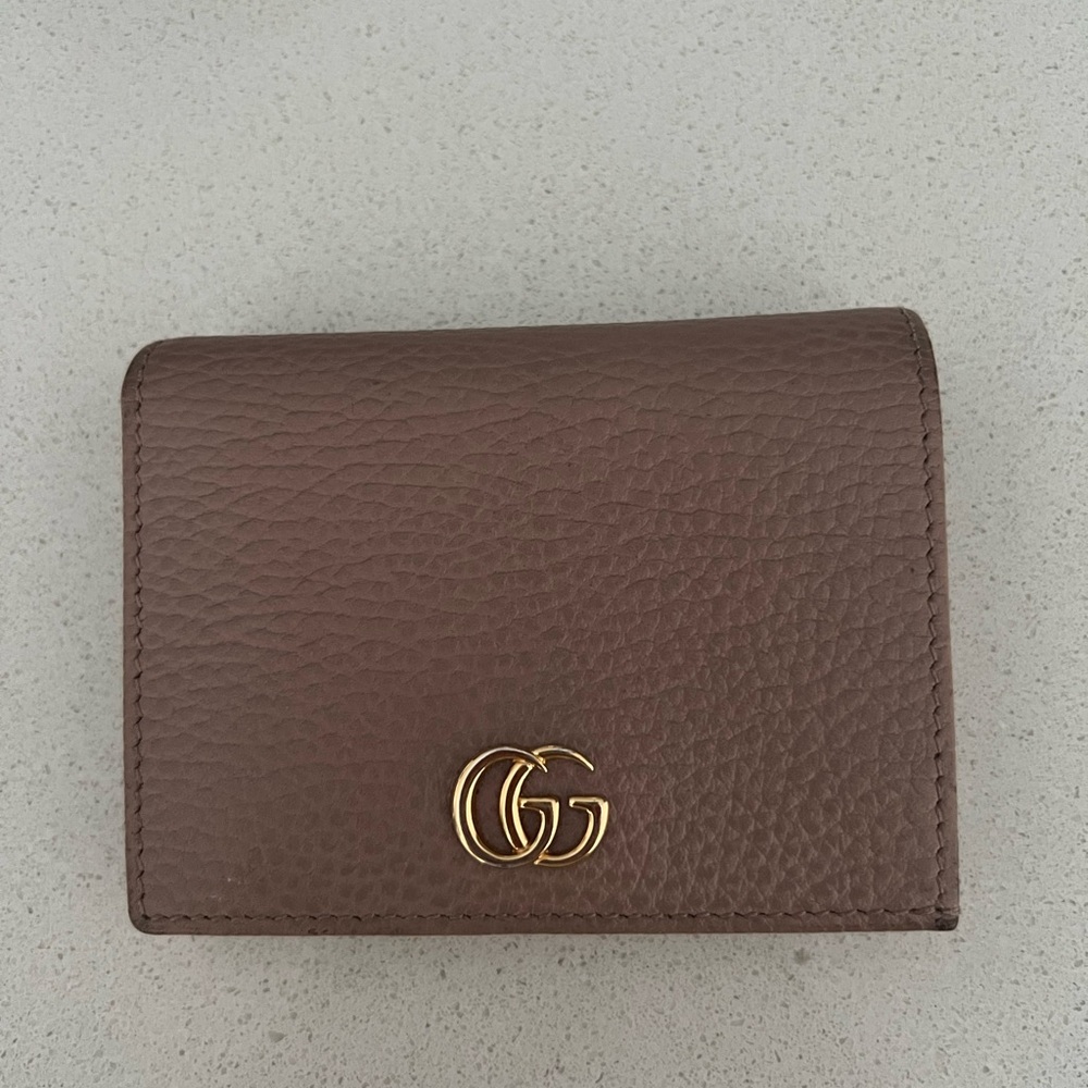 Gucci Leather Card Holder with Gold GG Logo